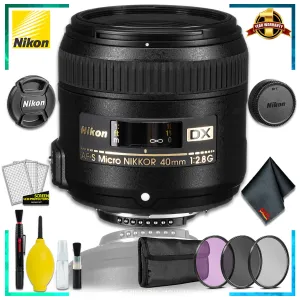 Nikon AF-S DX Micro NIKKOR 40mm F.2.8G Lens (International Model)   3pcs Lens Filter Kit   Cleaning Kit